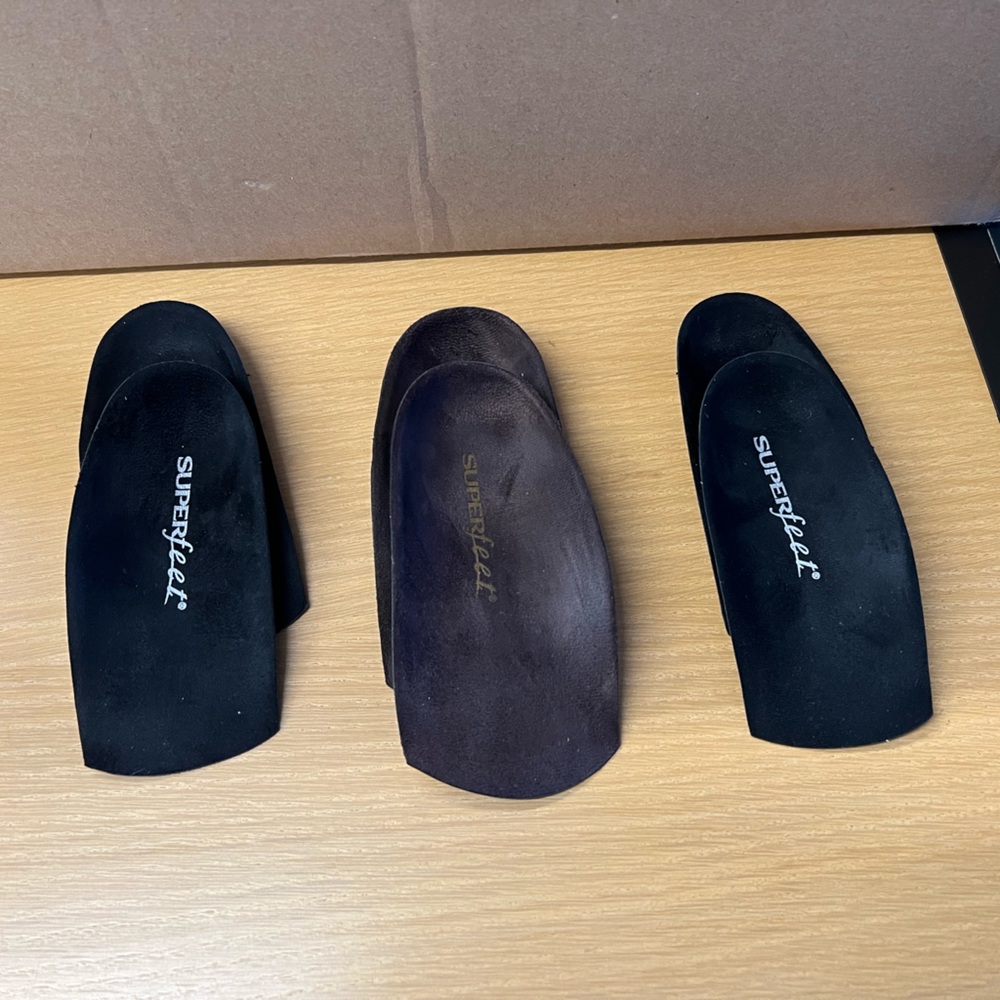 Superfeet half insoles. Set has 3 pairs. Gently used.
